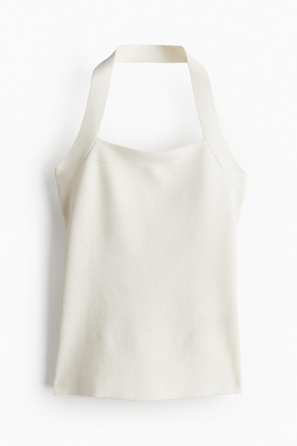 H&M Neckholder-Top aus Feinstrick Weiß