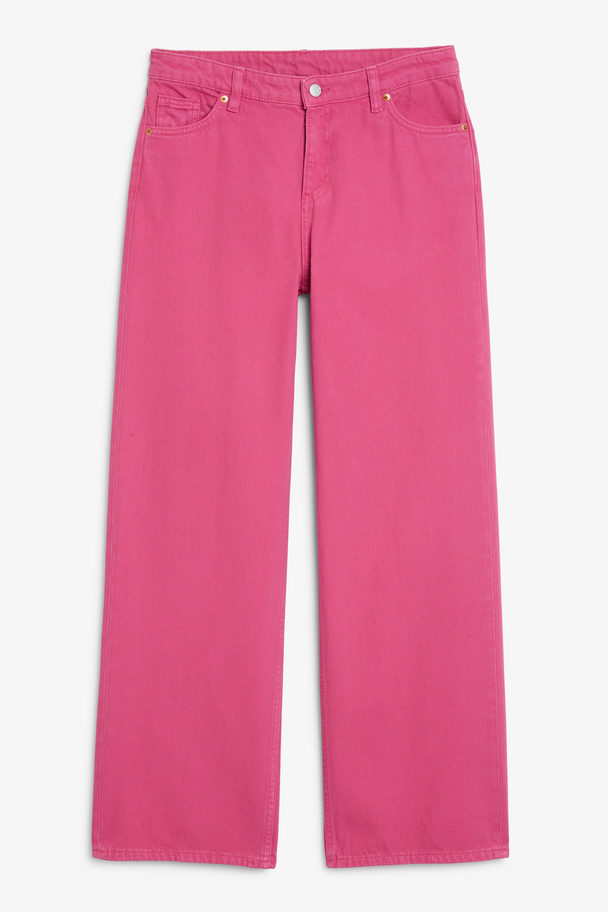 Monki Naoki Low Waist Straight Hot Pink Jeans Hot Pink