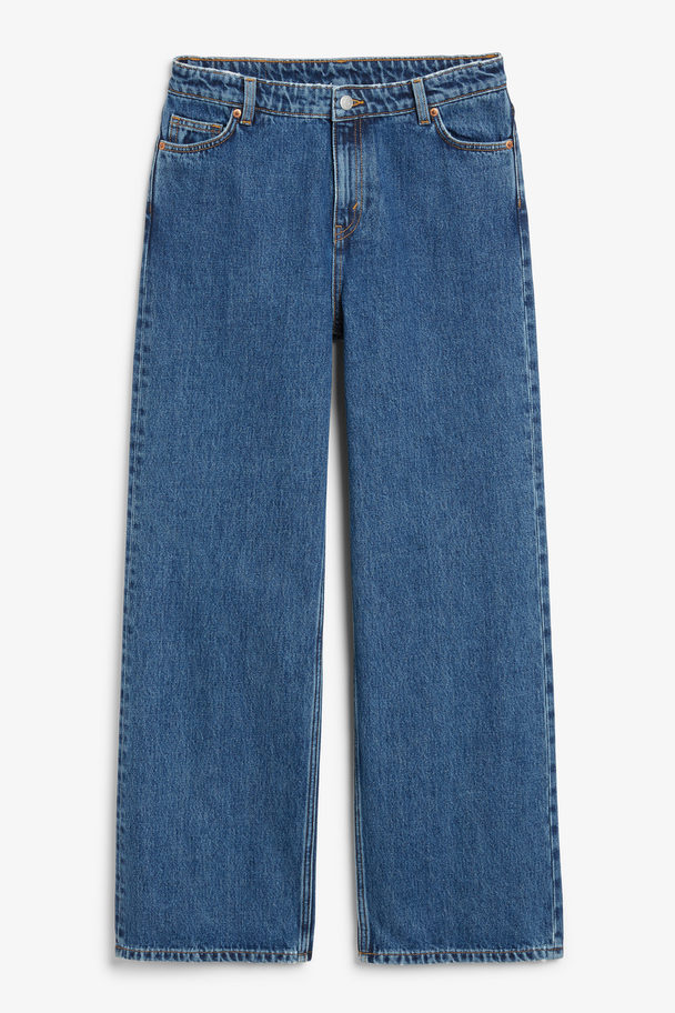 Monki Klassieke Naoki Blue Jeans Met Lage Taille Klassiek Blauw