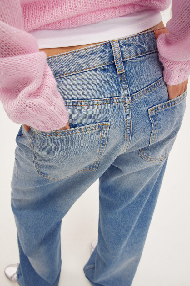 Monki Losse Naoki Jeans Met Lage Taille Desertblauw