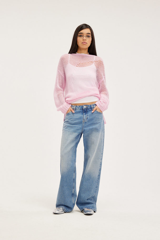 Monki Losse Naoki Jeans Met Lage Taille Desertblauw