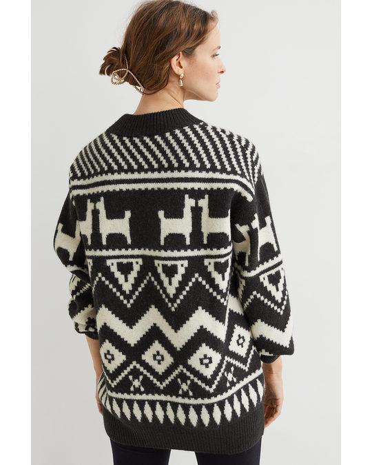H&M Mama Jacquard-knit Jumper Black/patterned