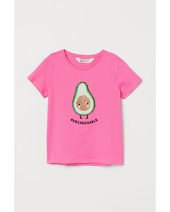 Shirt mit interaktivem Motiv Dunkelrosa/Avocado