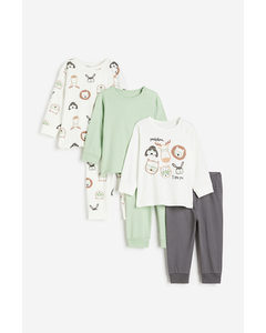 3-pack Cotton Pyjamas White/animals