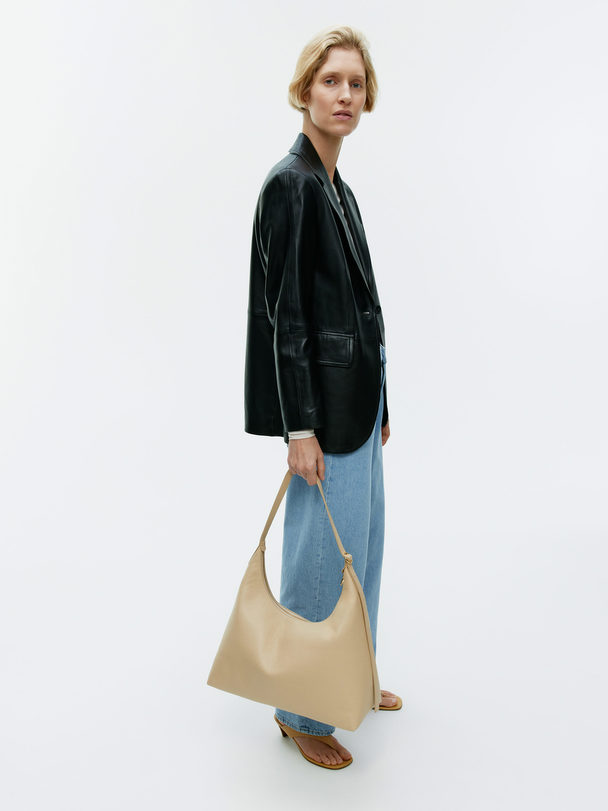 ARKET Leather Shoulder Bag Beige