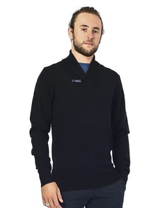 Shawl Collar Sweater With Leatherette Strap