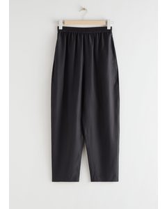 Relaxed Silk Trousers Black