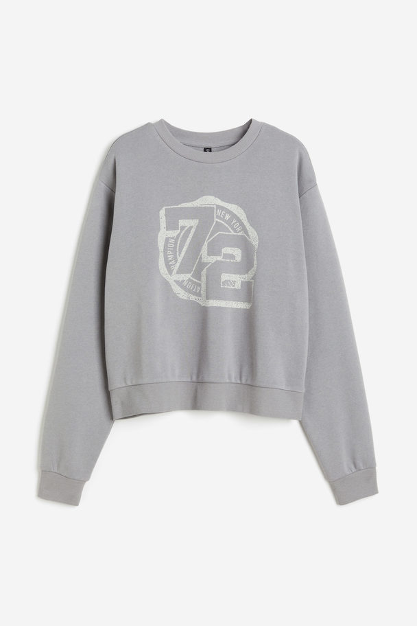 H&M Printed Sweatshirt Light Grey/72