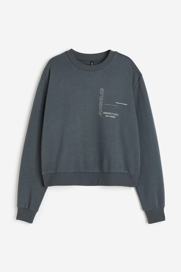 H&M Printed Sweatshirt Dark Grey/angelic