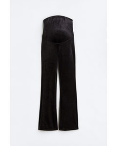 Mama Flared Velour Trousers Black