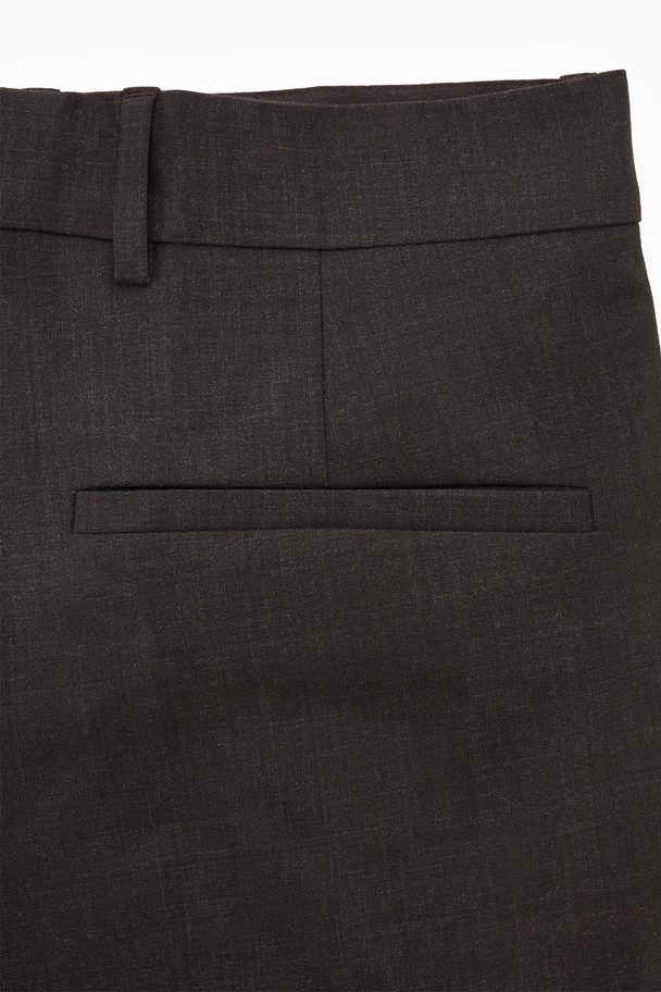 COS Slim-fit Wool Mélange Trousers Dark Brown Mélange