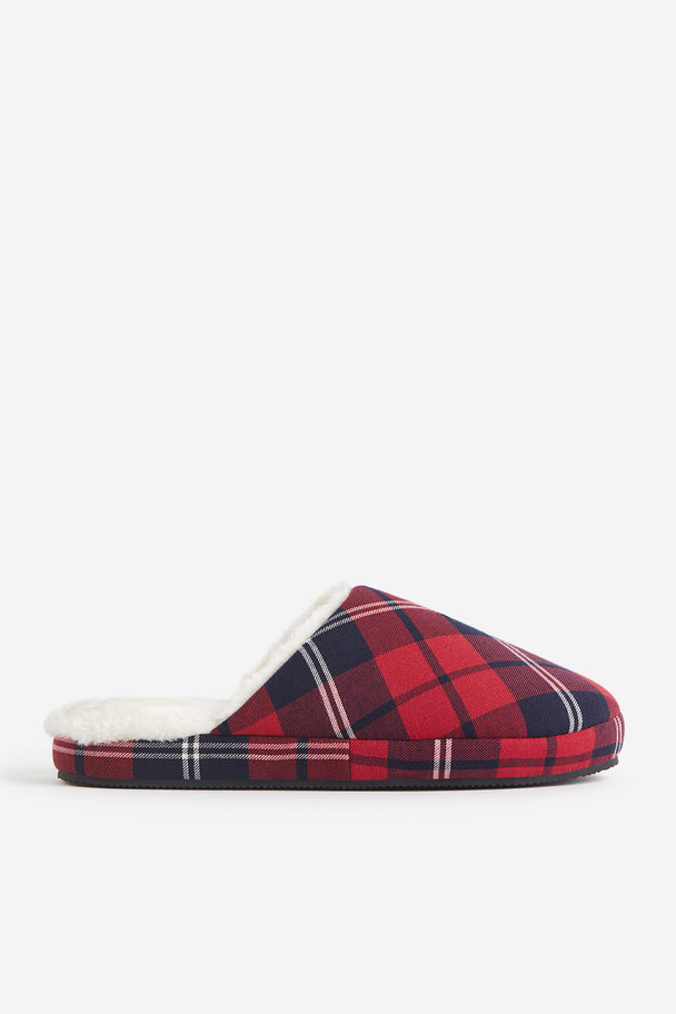 H&M Teddy-lined Slippers Red/checked