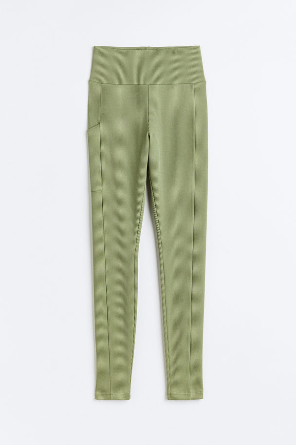 H&M Pocket-detail Leggings Khaki Green
