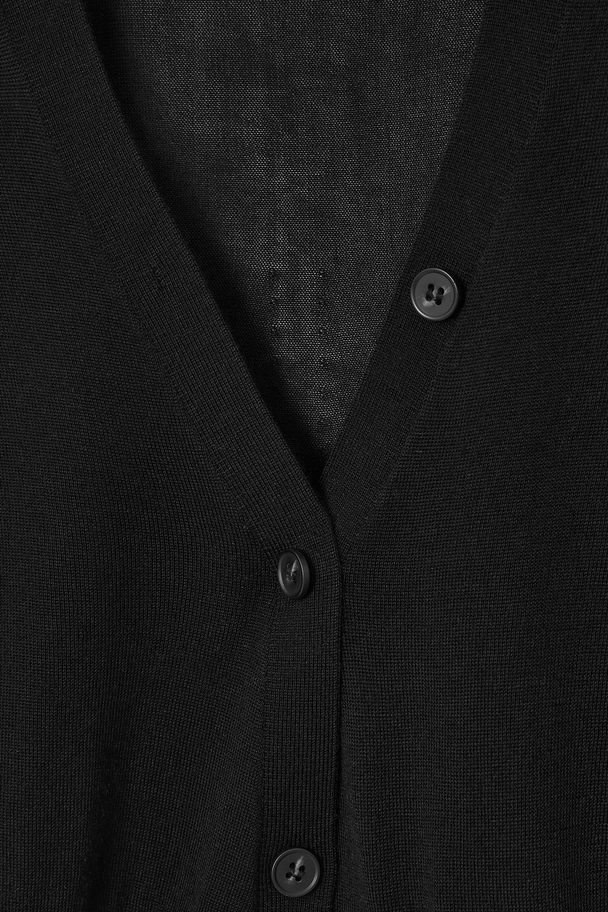 COS Cropped Wool-blend Cardigan Black