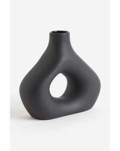 Vase aus Steingut Schwarz