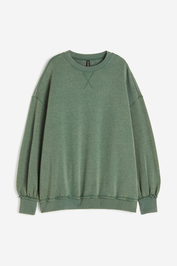 H&M Oversized Sweater Groen Gemêleerd