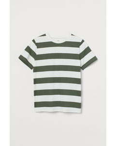T-shirt Dark Khaki Green/striped