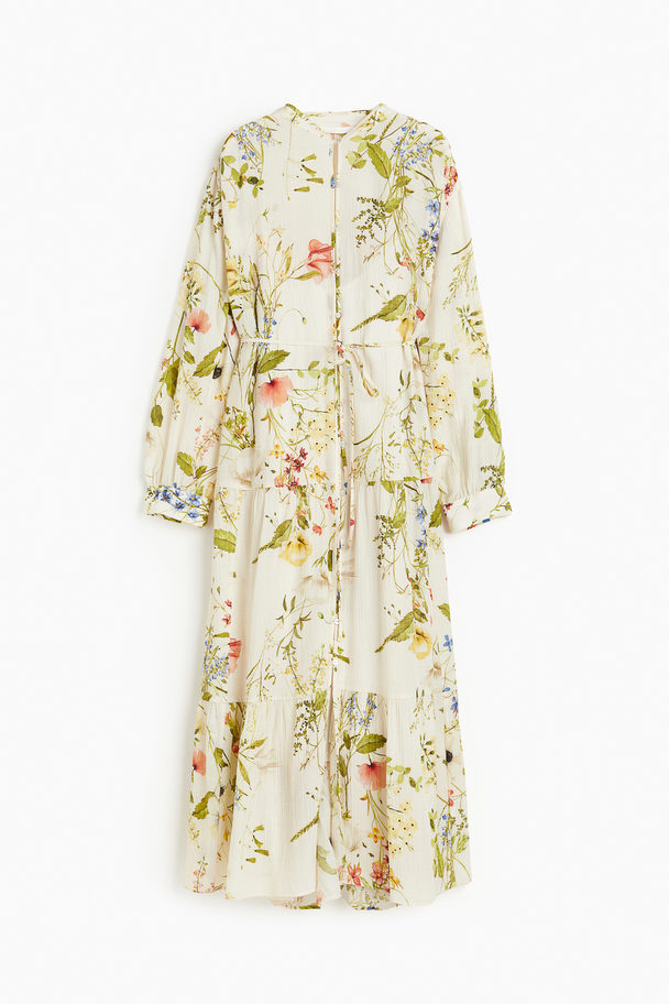 H&M Oversized Crinklejurk Roomwit/bloemen