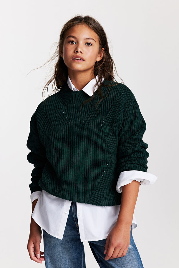 H&M Pullover aus Baumwollmix Dunkelgrün