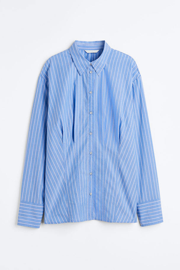 H&M Katoenen Overhemdblouse Blauw/gestreept