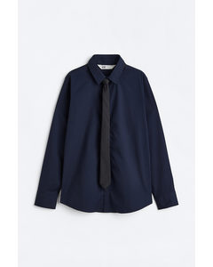 Shirt With A Tie/bow Tie Navy Blue/tie