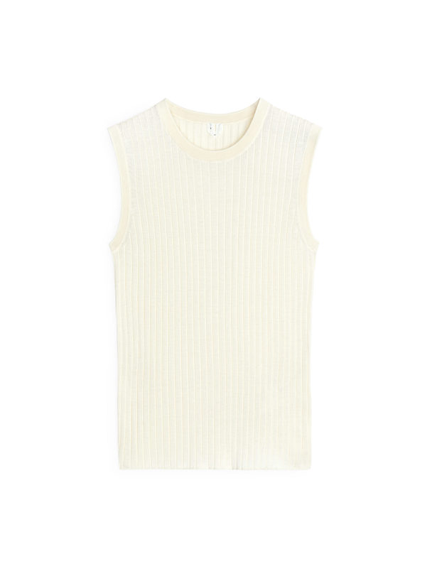 Arket Silk Cotton Knitted Top Off-white