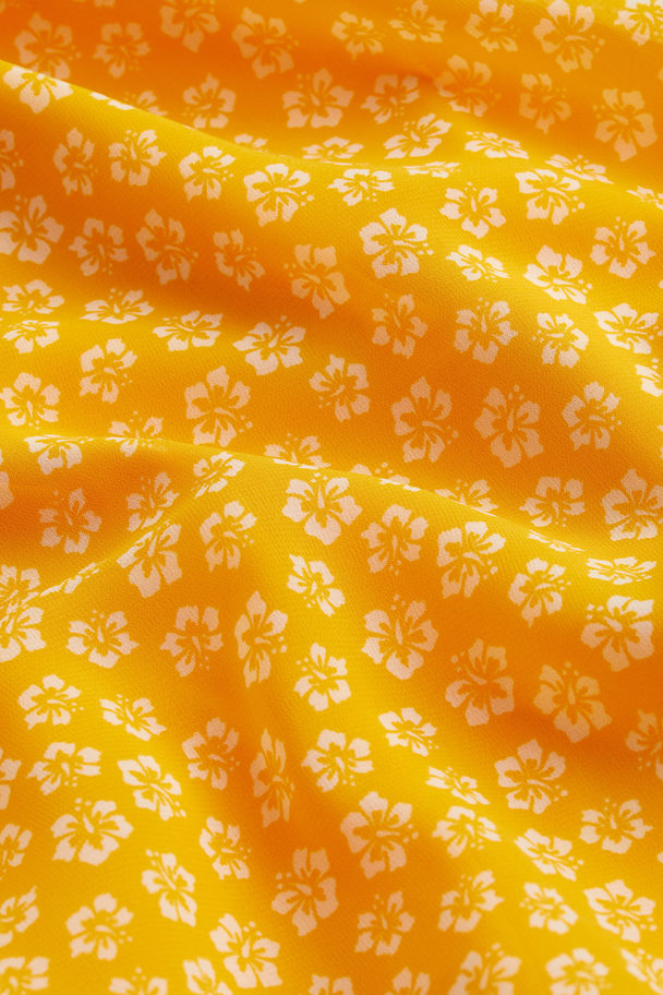 H&M Patterned Chiffon Dress Yellow/tropical Flowers