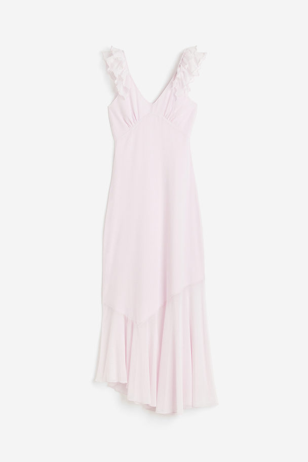 H&M Frill-trimmed Mesh Dress Light Pink