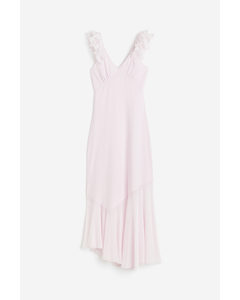 Frill-trimmed Mesh Dress Light Pink