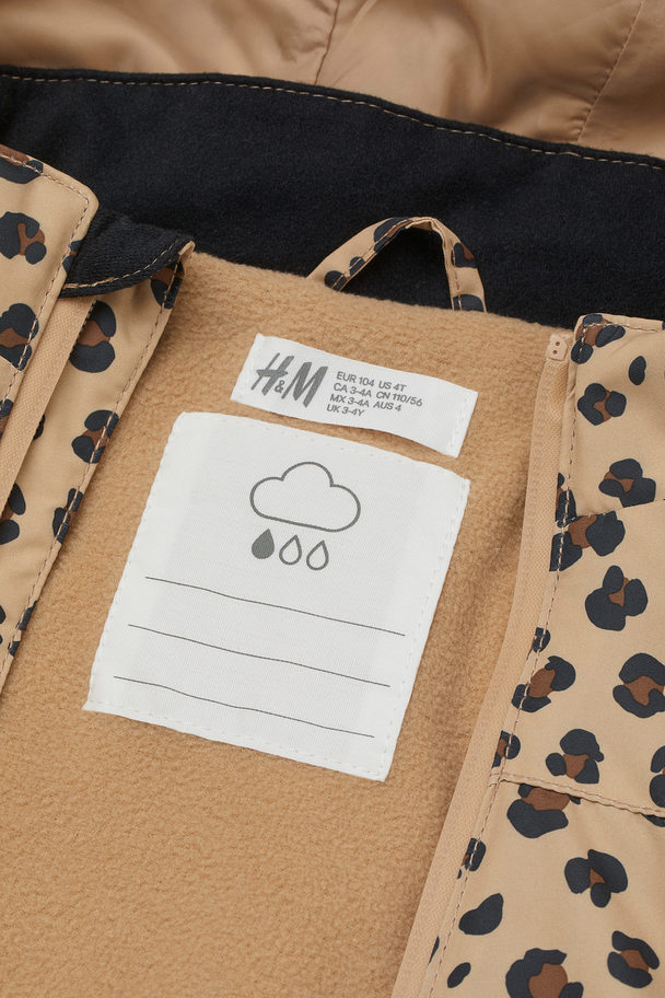 H&M Water-repellent Shell Jacket Beige/leopard Print