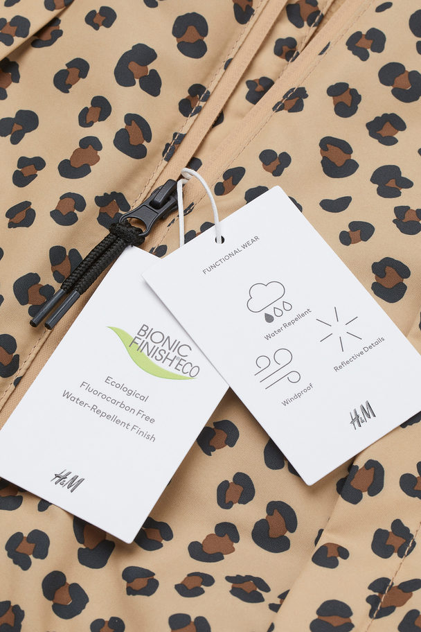 H&M Water-repellent Shell Jacket Beige/leopard Print