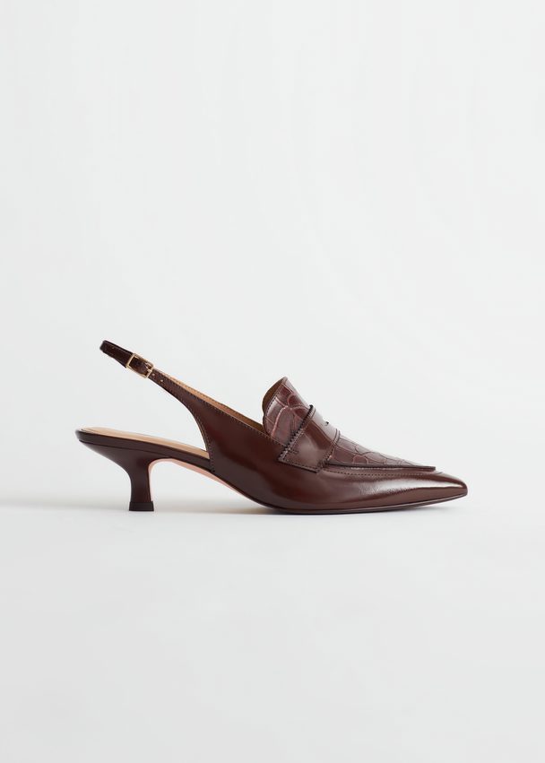 & Other Stories Leren Slingback Loafers Met Hak Bruin