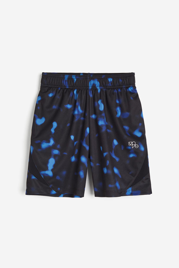 H&M DryMove™ Fußballshorts Schwarz/Blau gemustert