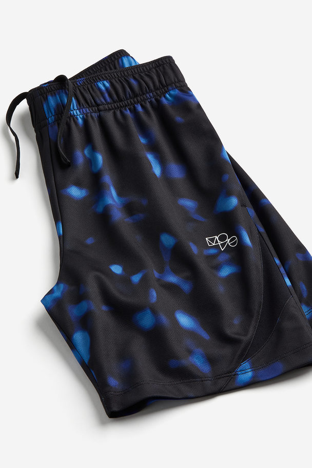 H&M DryMove™ Fußballshorts Schwarz/Blau gemustert