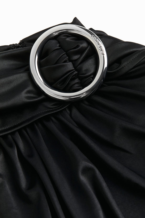 H&M Jersey Scarf-detail Top Black