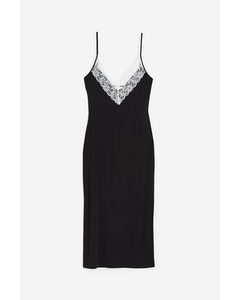 Lace-trimmed Slip Dress Black/white