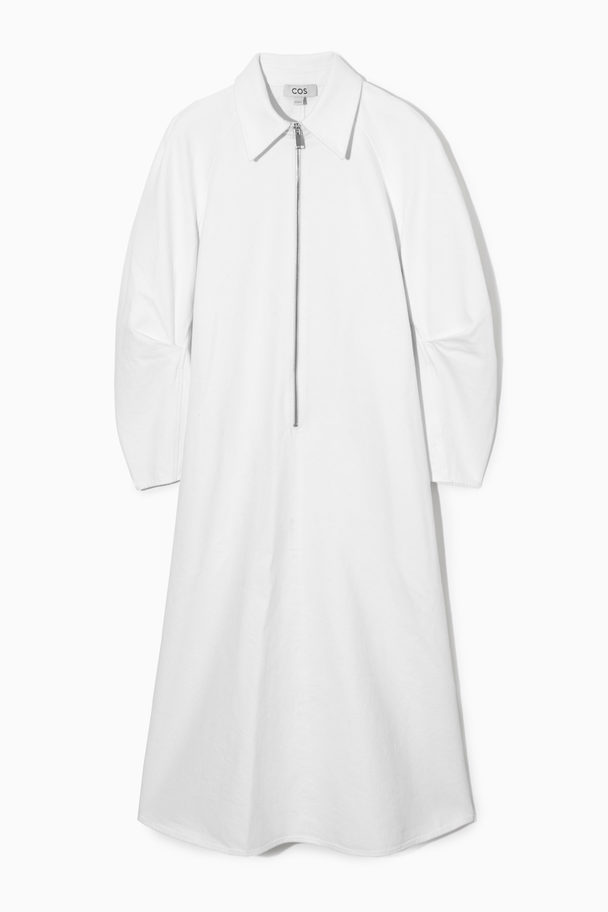 COS Zip-up Denim Shirt Dress White