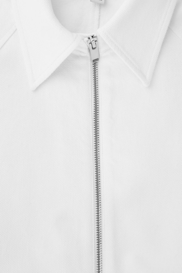 COS Zip-up Denim Shirt Dress White