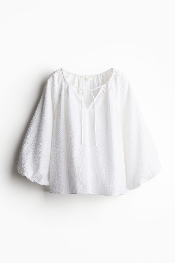 H&M Blouse Van Seersucker Wit