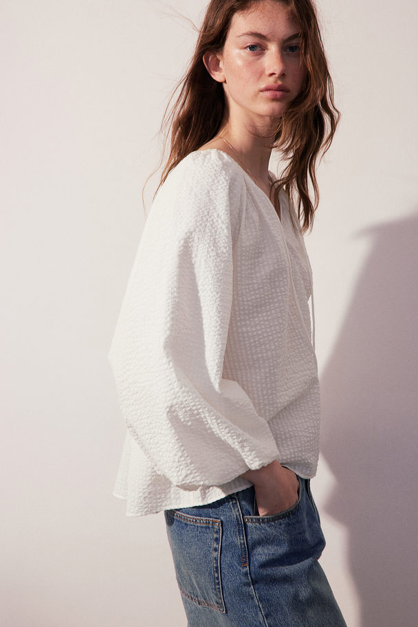 H&M Seersucker Blouse White