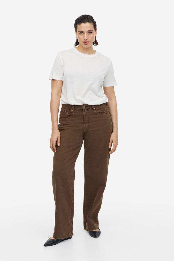 H&M Baggy Low Jeans Donkerbruin