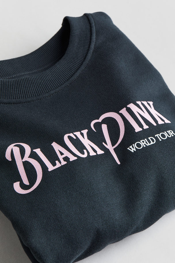 H&M Oversized Sweatshirt Dunkelgrau/Blackpink