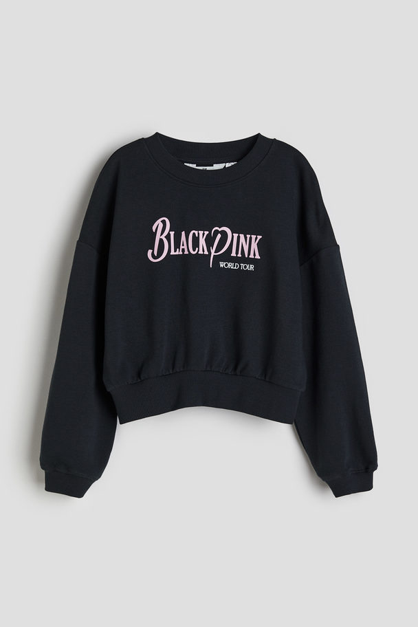 H&M Oversized Sweatshirt Dark Grey/blackpink