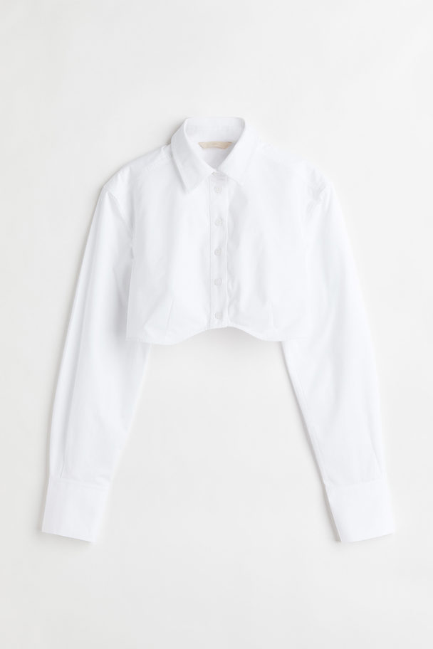 H&M Cropped Bluse Weiß