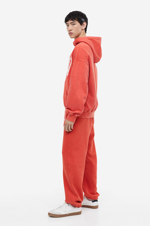 H&M Oversized Fit Printed Hoodie Red/brooklyn
