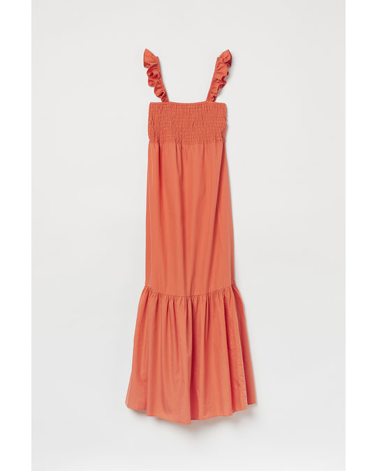 H&M Mama Smock-topped Cotton Dress Orange
