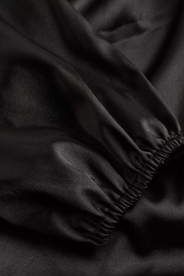 H&M Off-the-shoulder Satin Dress Black