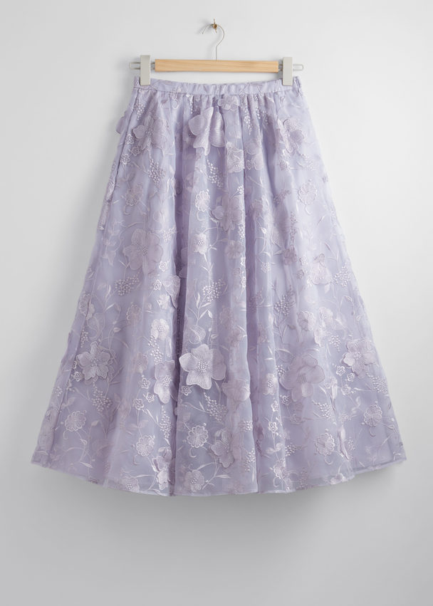 & Other Stories Voluminous Floral Midi Skirt Lilac