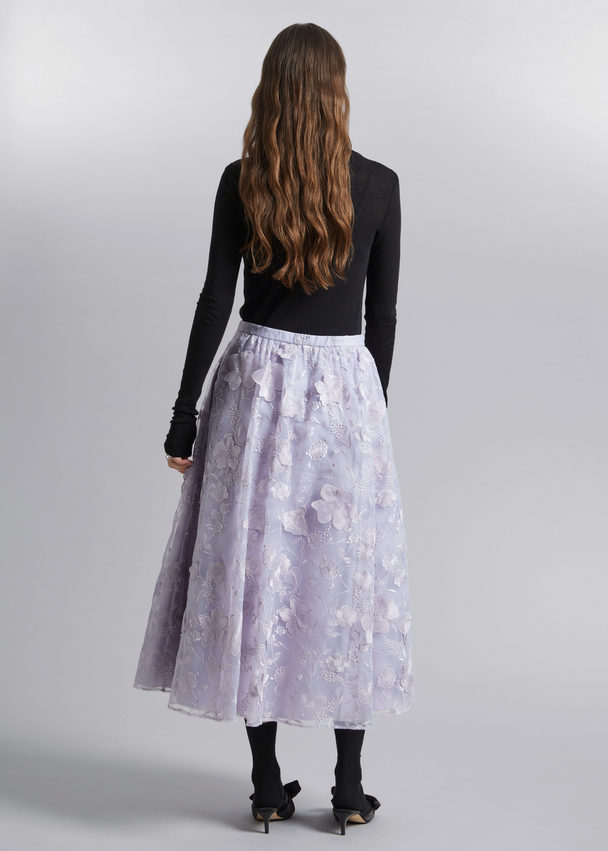 & Other Stories Voluminous Floral Midi Skirt Lilac