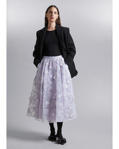 Voluminous Floral Midi Skirt Lilac